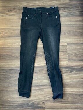 Ariat Ladies Halo Knee Grip Breeches Black Rinse Denim 26R